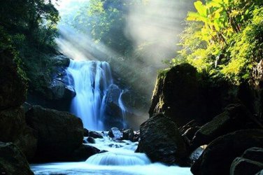 SPLENDID WATERFALL contemporary photo poster BEAUTIFUL LIGHT scenic 20x30