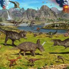 DINOSAUR VOLCANOES murals poster PREHISTORIC KIDS FAVORITE colorful 20x30
