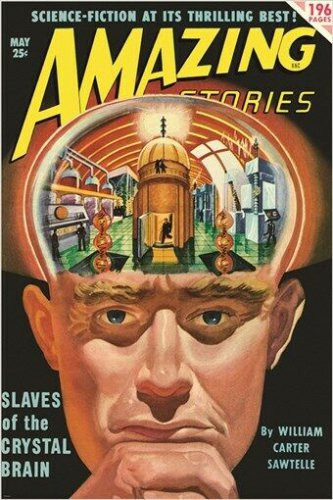 COMIC BOOK COVER POSTER vintage AMAZING STORIES head trip SCI-FI rare 20x30