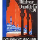 hapag mittelmeer 1929 VINTAGE TRAVEL POSTER hamburg-amerika line 20x30 HOT