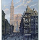 strasbourg VINTAGE TOURISM poster CITY STREETS CATHEDRAL collectible 20x30