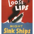 LOOSE LIPS MIGHT SINK SHIPS poster United States 1942 20x30 War Classic