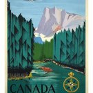 FRENCH AIRLINE tourism poster CANADA AIRLINER river trees mountain 20x30 PRIZED