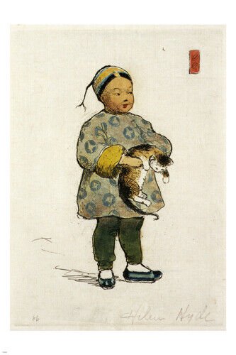 HELEN HYDE the cat & the cherub VINTAGE FINE ARTS poster 1897 20x30 CHINESE