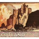 scotland VINTAGE TRAVEL POSTER coastline castle horses 20x30 CLASSIC rare