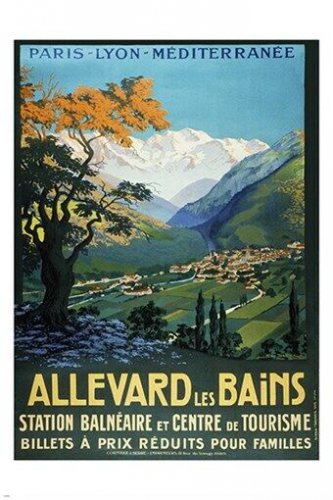 ALLEVARD LES BAINS vintage train travel poster LOVELY COUNTRYSIDE 20x30 RARE