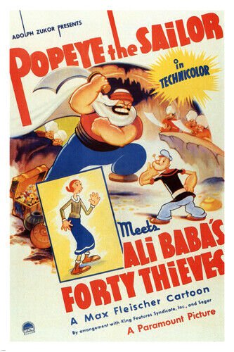 Popeye the Sailor meets Ali Baba's forty thieves MOVIE POSTER 1937 20x30 hot