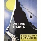auf die berge VINTAGE GERMAN TRAVEL POSTER collectors GONDOLA RIDE 20x30 new