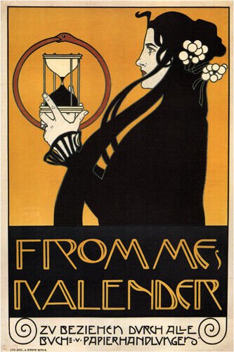 FROMME'S CALENDAR vintage ad poster by koloman moser AUSTRIA 1899 20x30 Rare