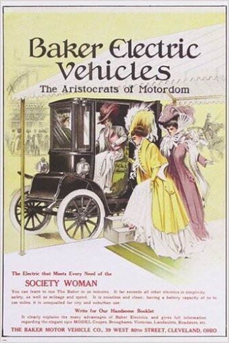 BAKER ELECTRIC vintage car ad postcard THE ARISTOCRATS OF MOTORDOM 20x30 hot