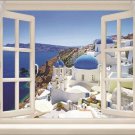 window into SANTORINI greek coast FAMOUS WHITE WASH & BLUE poster 20x30 hot