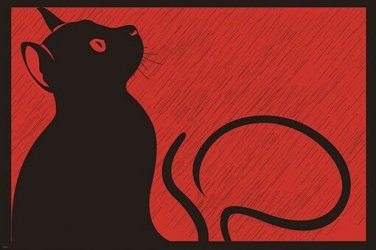 black cat in the rain MODERN ART POSTER animal BLACK RED unique 20x30 HOT