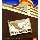 hapag orinoco CUBA MEXICO vintage travel poster STEAM SHIP collectors 20x30