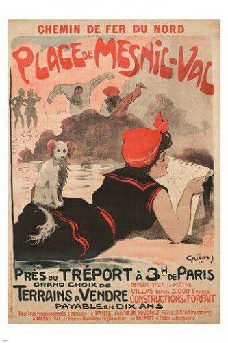 chemin de fer du nord FRENCH VINTAGE AD POSTER j alexandre grun BEACH 20x30