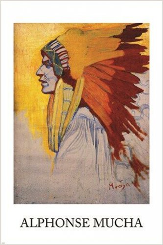 alphonse mucha INDIAN SIOUX vintage fine art poster 1908 HEADDRESS 20x30