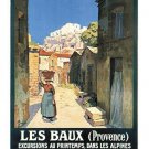vintage french tourism poster LES BAUX (PROVENCE) charming old town 20x30
