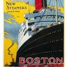 cunard NEW STEAMSHIPS vintage travel poster BOSTON TO EUROPE historic 20x30
