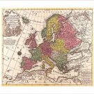 RARE antique MAP OF EUROPE cartography poster CONRAD LOTTER 20x30 valuable
