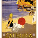 abruzzo italy TRAVEL POSTER VINTAGE 1920 20x30 woman on beach SAILBOATS hot