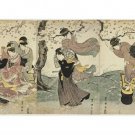 JAPANESE fine art print poster 20x30 WOMEN KIMONOS ART WIND TREES rare