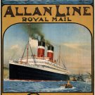 vintage ad POSTER - ALLAN LINE ROYAL MAIL canada 1913 steamboat 20x30 RARE