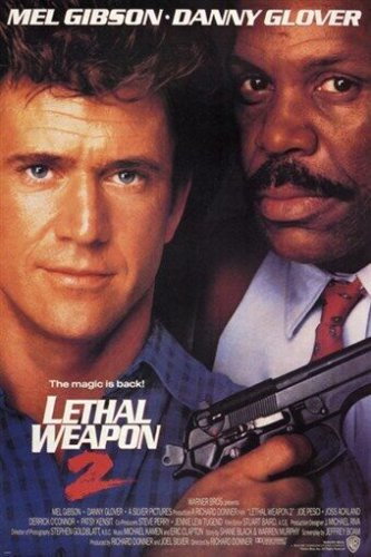 LETHAL WEAPON 2 classic movie poster MEL GIBSON DANNY GLOVER cops 20x30 BOLD