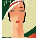 vintage art deco painting poster 20x30 BOLD COLORS SHAPES refined singular