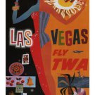 LAS VEGAS FLY TWA vintage travel poster United States 20x30 Show Girl