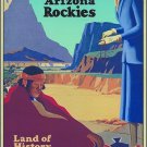 Vintage Reproduction Travel Train New Mexico & Arizona Rockies Poster 20x30