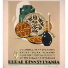 RURAL Pennsylvania VINTAGE TRAVEL POSTER K Milhous 20x30 POTTERY jars STYLE