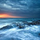 MAGNIFICENT BLUE EVENING photo poster OCEAN SUNSET CLOUDS prized image 20x30