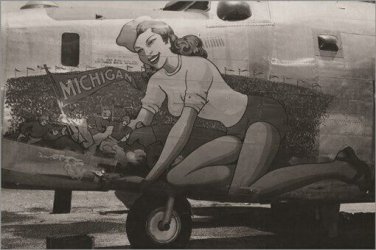 vintage WW2 BOMBER PLANE showing FOOTBALL PLAYERS art poster UNIQUE 20x30