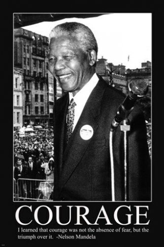 NELSON MANDELA's quote about courage & fear MOTIVATIONAL poster 20x30