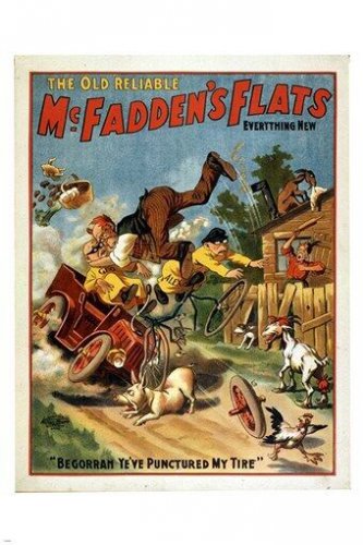 the old reliable MCFADDEN'S FLATS vintage poster COMICAL unique art 20x30