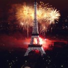 EIFFEL TOWER FIREWORKS poster nighttime PARIS lights HISTORIC romantic 20x30