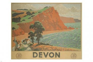 DEVON vintage AD poster ronald LAMPITT UK mosaic PAINTING 1936 20x30