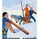 vintage travel poster FRENCH WINTER SPORTS skiing snow COLLECTORS 20x30 HIP