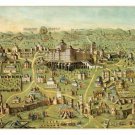 1871 VINTAGE the ancient city of jerusalem with SOLOMON'S TEMPLE poster 20x30