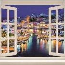 WINDOW into CRETE, GRECIAN ISLAND poster BOATS houses pastel light 20x30 HOT