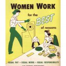 WOMEN equal PAY equal WORK vintage poster United States 1950 20x30 HISTORIC