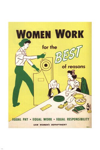 WOMEN equal PAY equal WORK vintage poster United States 1950 20x30 HISTORIC
