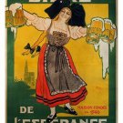 BIERE DE L'ESPERANCE vintage ad poster DANCING GIRL traditional dress 20x30