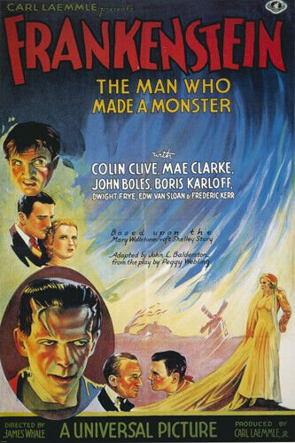 CLASSIC UNIVERSAL PICTURES' FRANKENSTEIN poster boris karloff 20x30