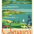 vintage travel poster ONTARIO'S LAKELANDS beautiful scenic waterways 20x30