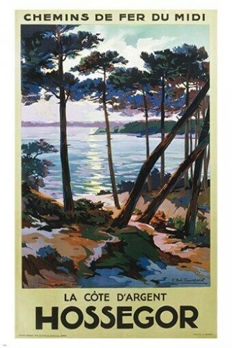 hossegor la cote d'argent VINTAGE FRENCH TRAVEL POSTER lovely coast 20x30
