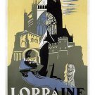 LORRAINE vintage travel poster FRENCH castle town GOTHIC unique scary 20x30