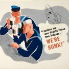 WW2 PROPAGANDA POSTER navy sailors toasting military RARE COLLECTORS 20x30