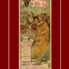 VINTAGE A LOS TOROS BARCELONA BULLFIGHT poster ladies fans flowers 20x30