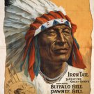 VINTAGE BUFFALO BILL'S IRON TAIL INDIAN HEADDRESSS POSTER feathers 20x30