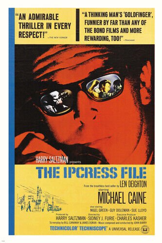 1965 Michael Caine Nigel Green THE IPCRESS FILE MOVIE POSTER Thriller 20x30